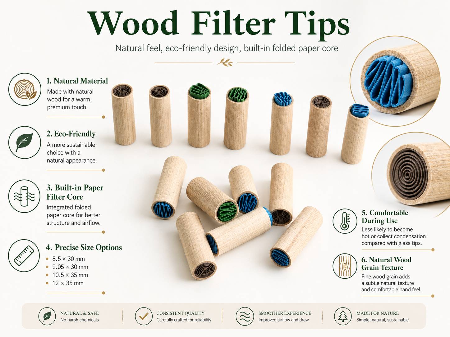 6mm wood filter tips